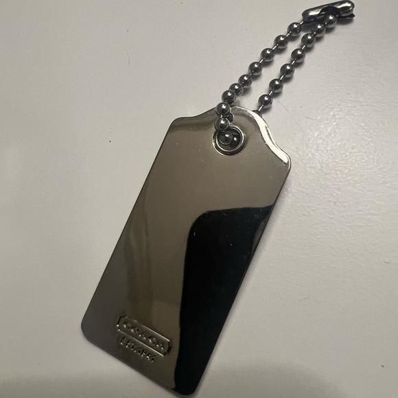 2.25" COACH VINTAGE Silver Nickel Metal Fob Double-Sided Hangtag Charm Keychain - Picture 6 of 11